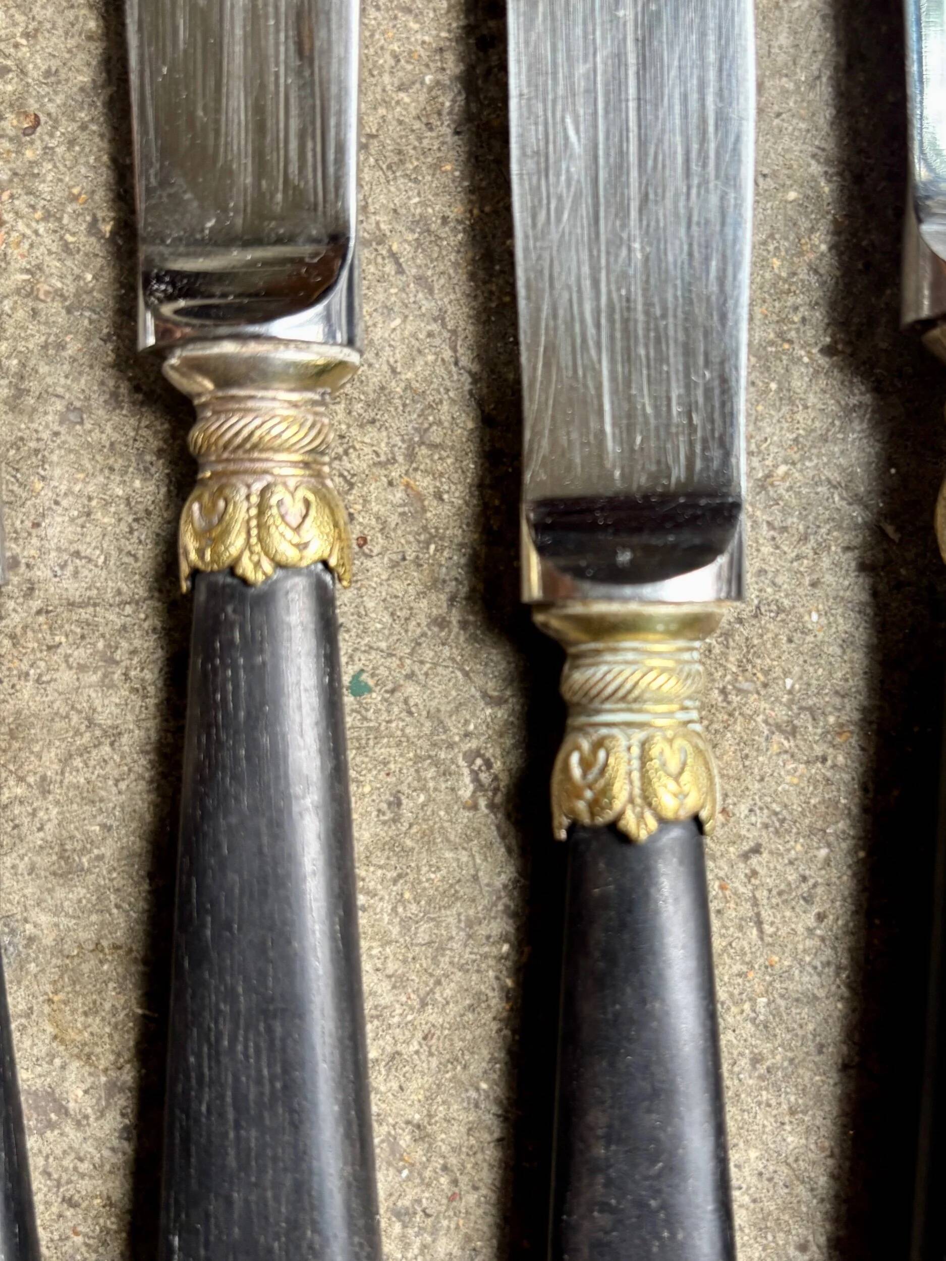 6 Christofle ebony dessert knives