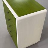 Beige Wood and Green Varnish Bedside Tables, Norway, 1960s, Set of 2