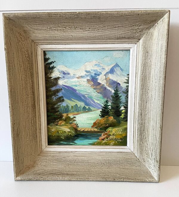 Peinture à l'Huile sur Panneau Vintage Signée CLAUDE SARGUE Paysage 2