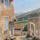 Hsp painting "view of mirmande" drôme, village and vineyard signed raymond rigal