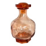 Carafe en verre rosaline Art Déco avec bouchon carafe verre rose octogonal