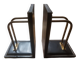 2 modernist leather bookends attributed to Jacques Adnet