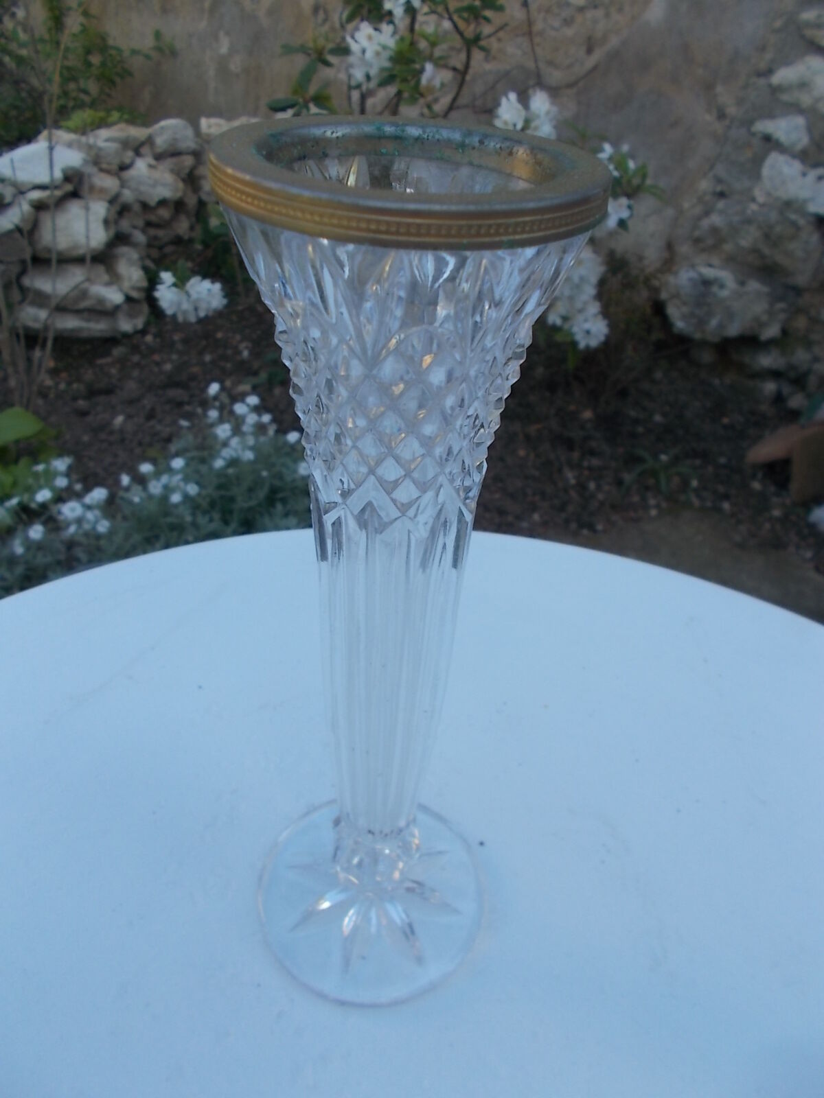 Old vase on molded glass standing