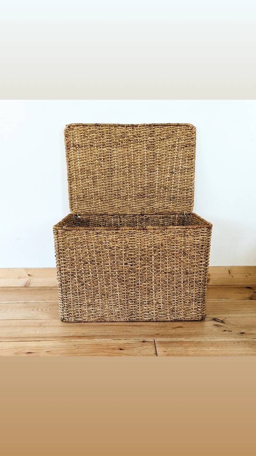 Vintage woven wicker trunk