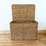 Vintage woven wicker trunk