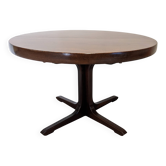 Extendable dining room round table Baumann, France circa 1970