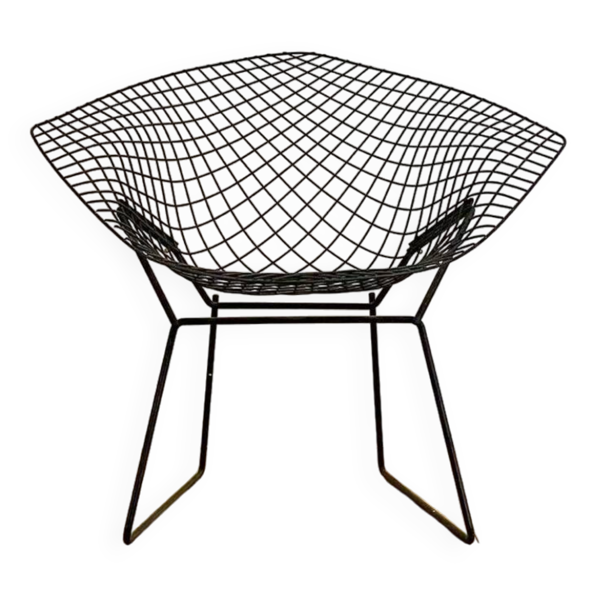 HARRY BERTOIA armchair for KNOLL "Diamond" in black metal. Old edition. Condition of use.