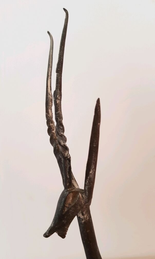 Trio gazelles and antelopes in brass and bronze