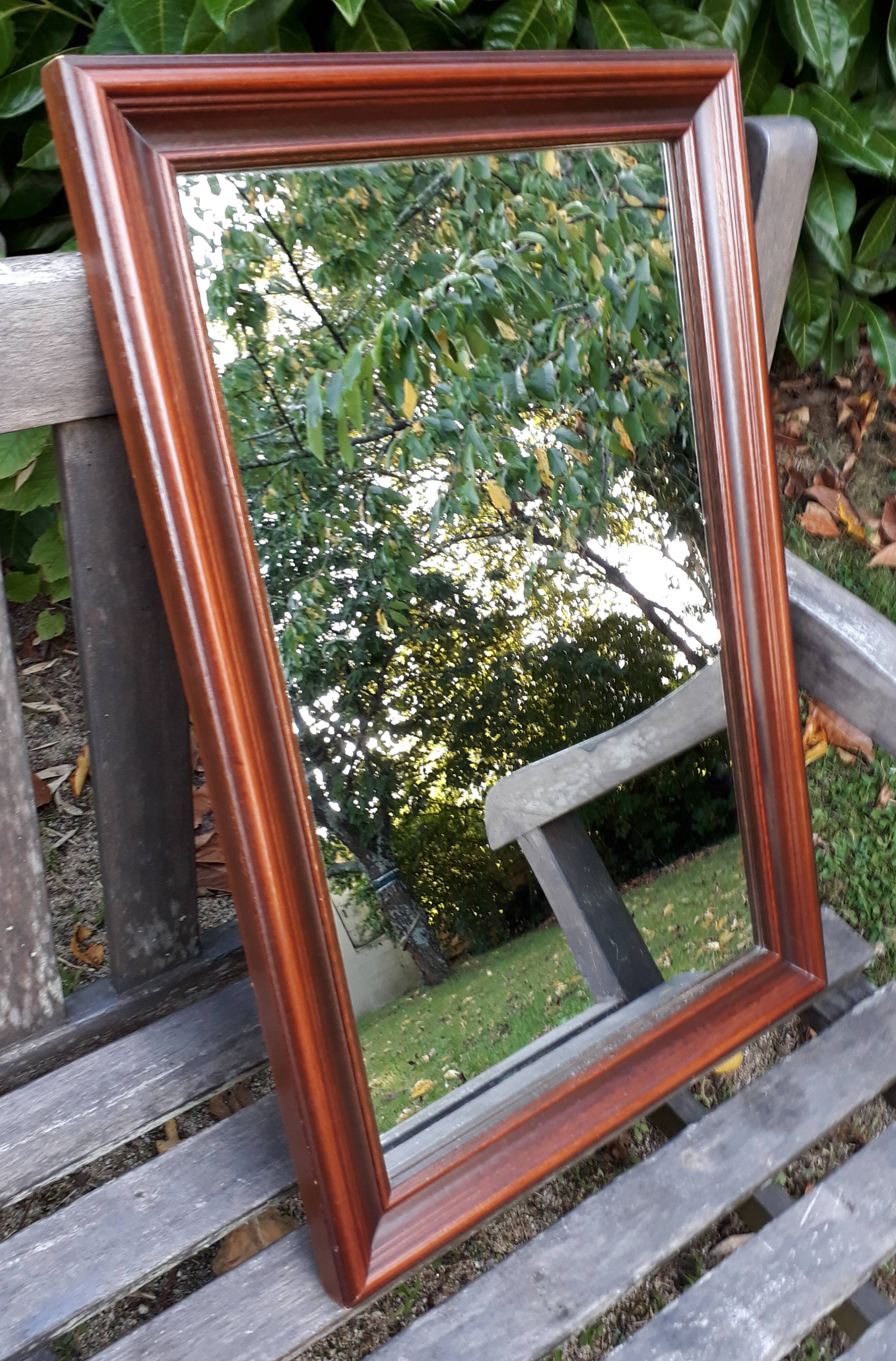 Classic rectangular mirror, dark stained wood