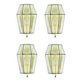 Set of 4 Mid-Century Modern Glass & Brass Wall Lamps - Limburg, 1960s/1970s