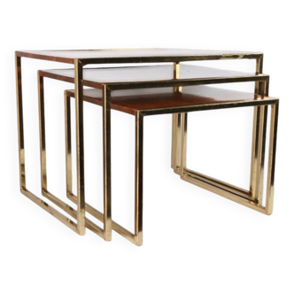 Tables gigognes Renato Zevi en métal et laiton