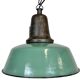 Industrial green enamel factory lamp with cast iron top, 1960s