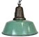 Industrial green enamel factory lamp with cast iron top, 1960s