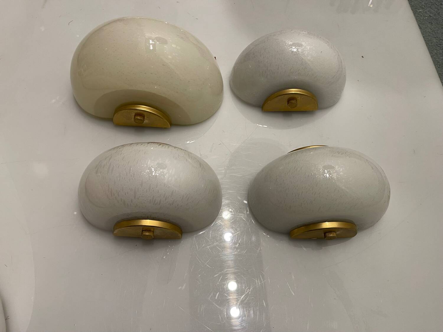 Murano Glass Brass Sconces Set of 4 1970’s