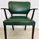 Danish Rosewood Green Leather Fully Restored Armchair, 1960´s