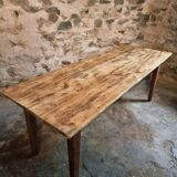 Antique French country dining table – Oak base and pine top, circa 1900