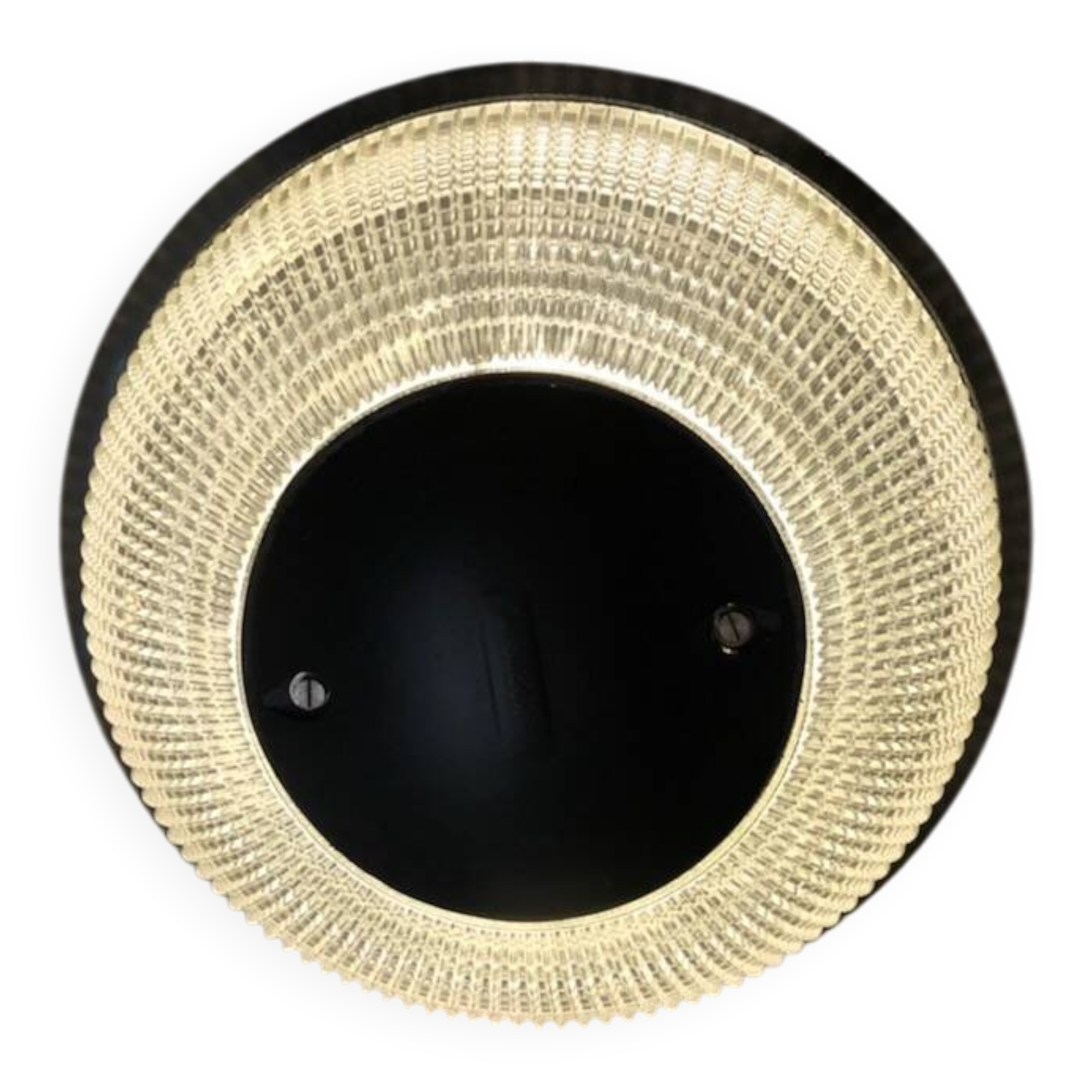 Black holophane wall light
