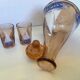 Old sailing decanter and 5 small matching liquor glasses