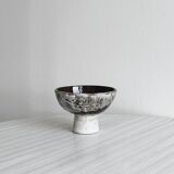 Textured ceramic footed bowl