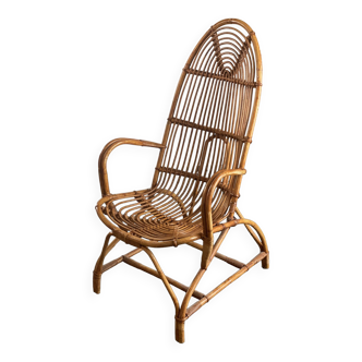 Mid Century Rattan Lounge Bamboo Lounge Chair