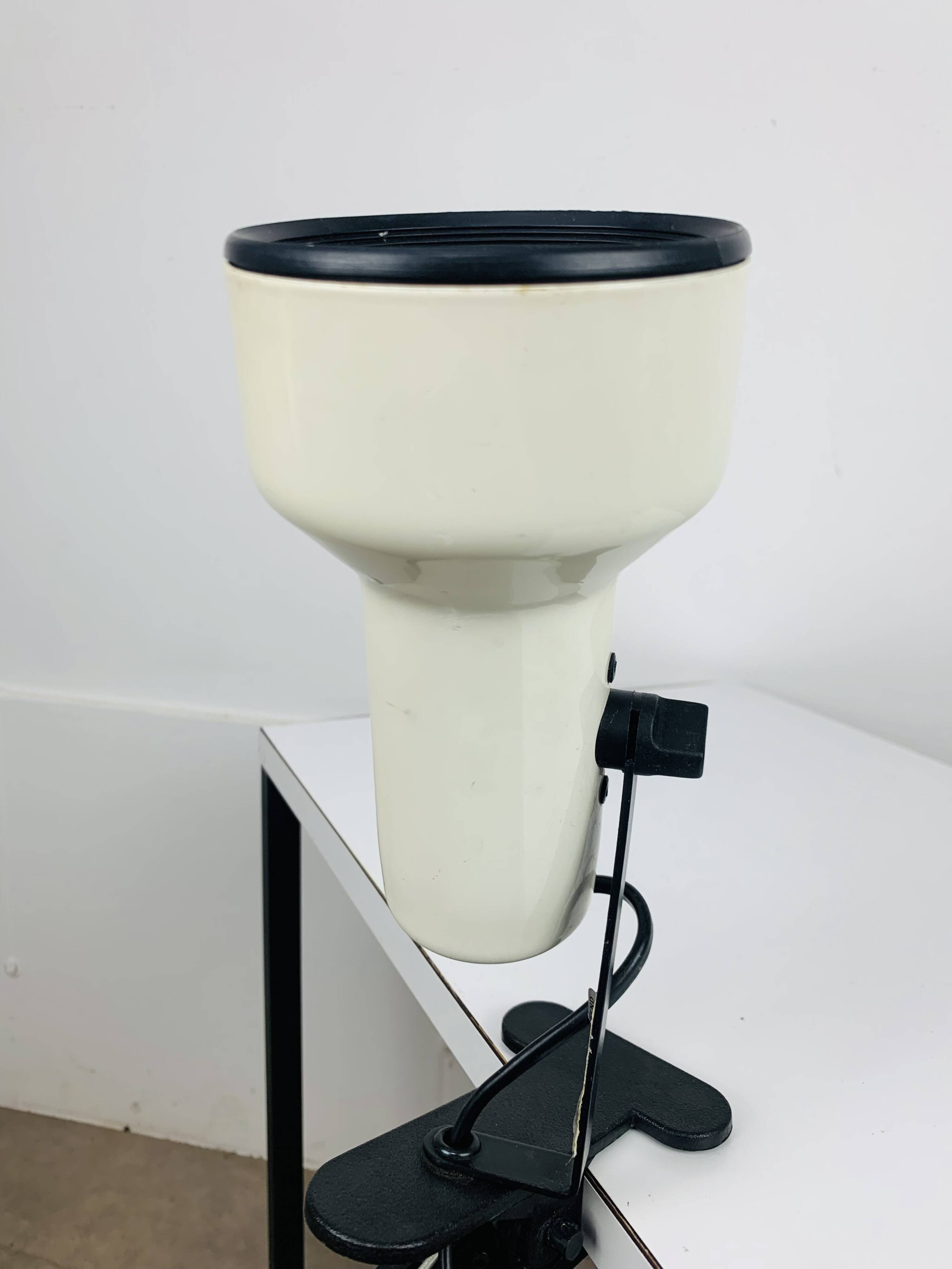 White metal clamp spotlight, vintage