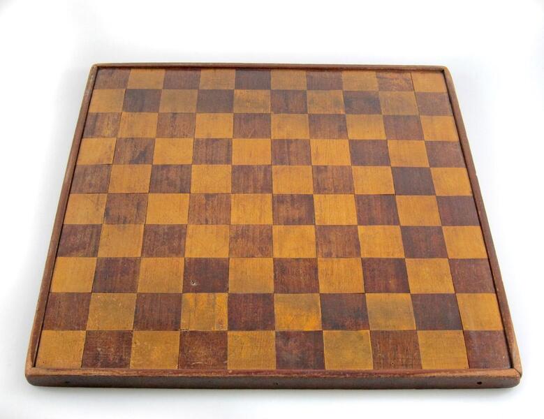 Antique wooden chess set and board