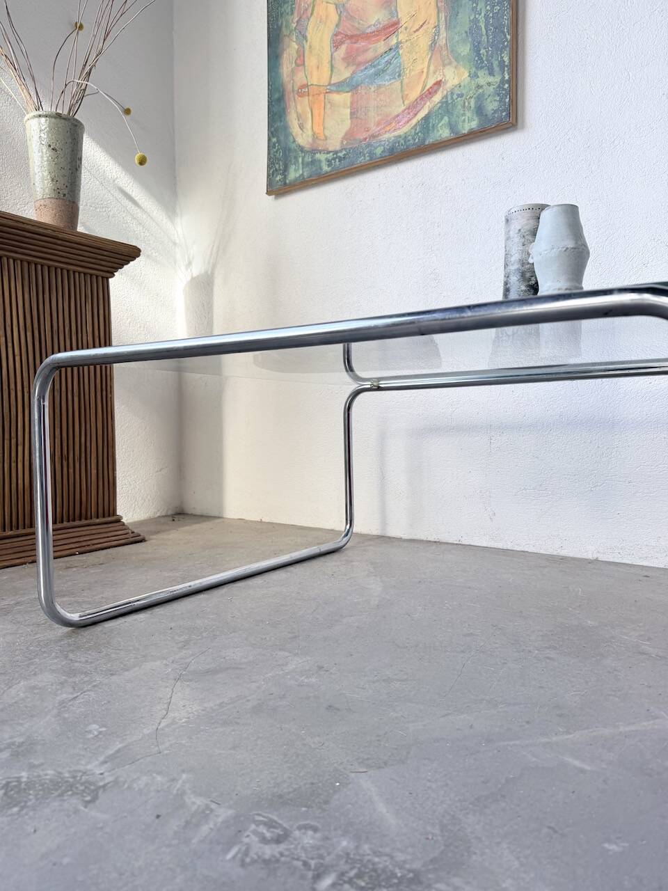 Table basse moderniste Bauhaus en acier tubulaire