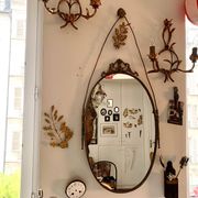 Large French Napoleon III Period Oval Bronze Wall Mirror, 19th Century