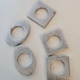 Serving set tray + aperitif cups in raw aluminum