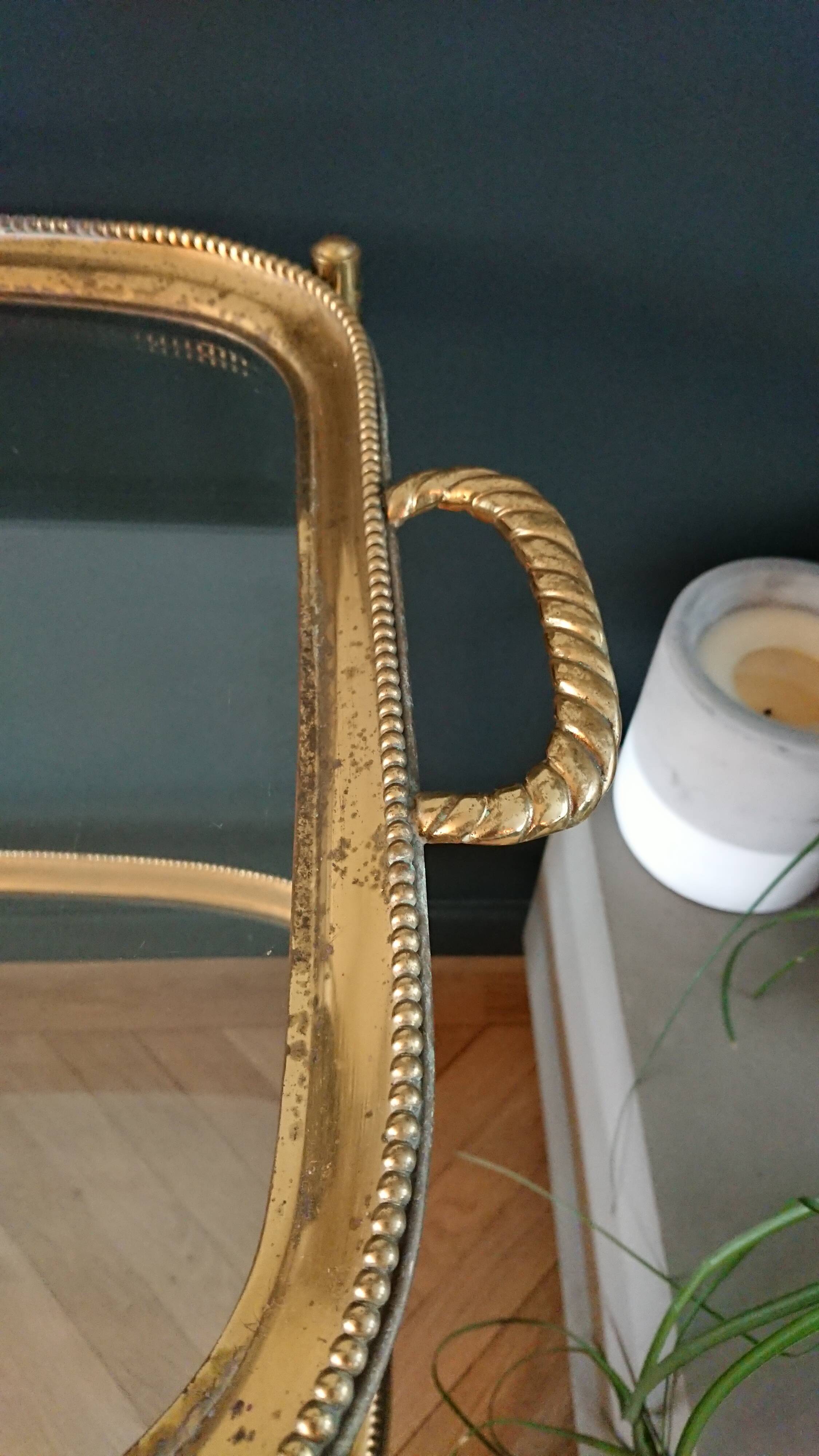 Brass dessert and glass 2 trays