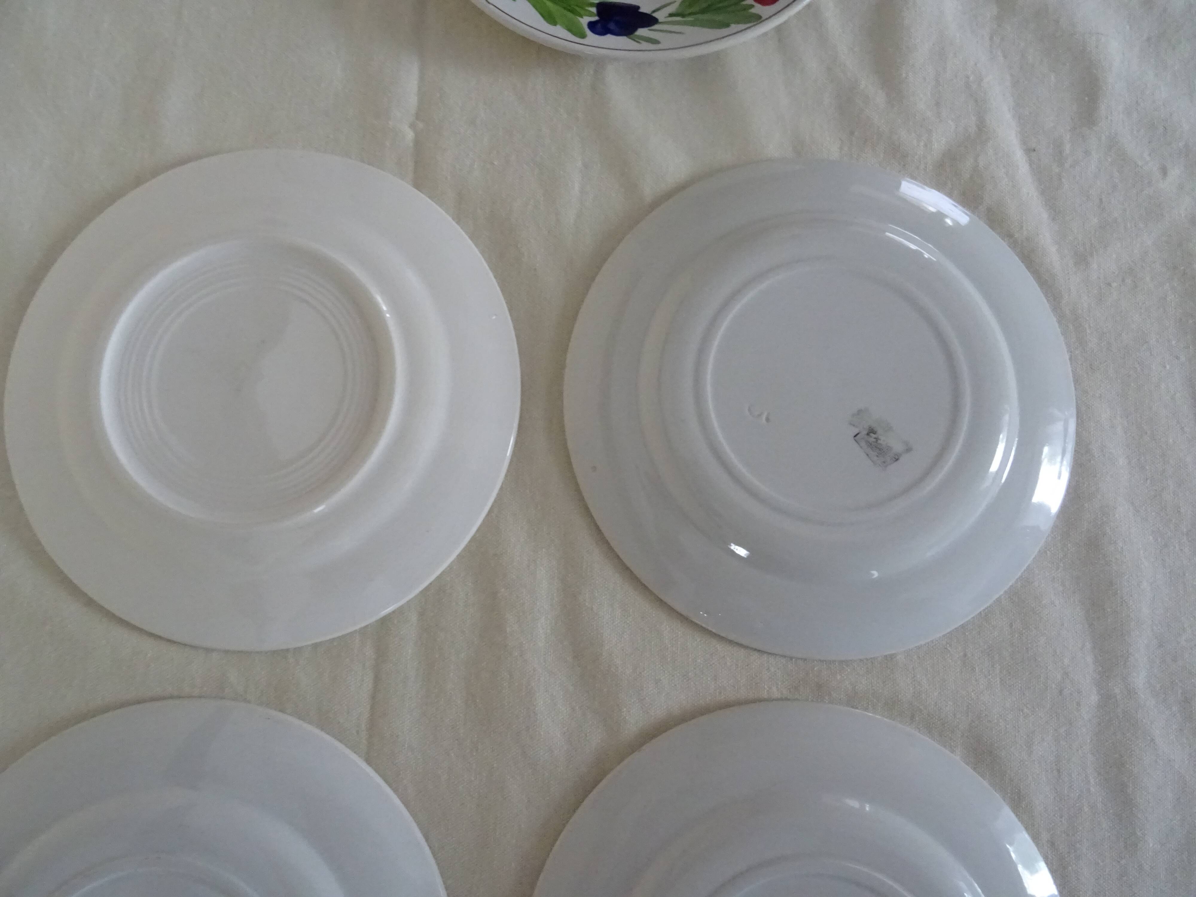 5 plates Luneville Badonviller old faience 385012 red flowers