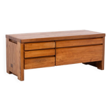 Pierre Chapo. Low chest of drawers in blond elm. Circa 1970.