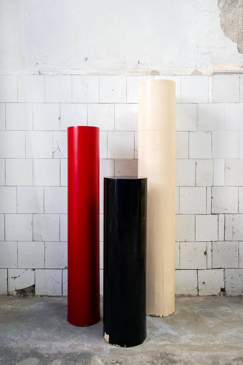 Three vintage wooden columns, Italy, 1960s, set of 3.