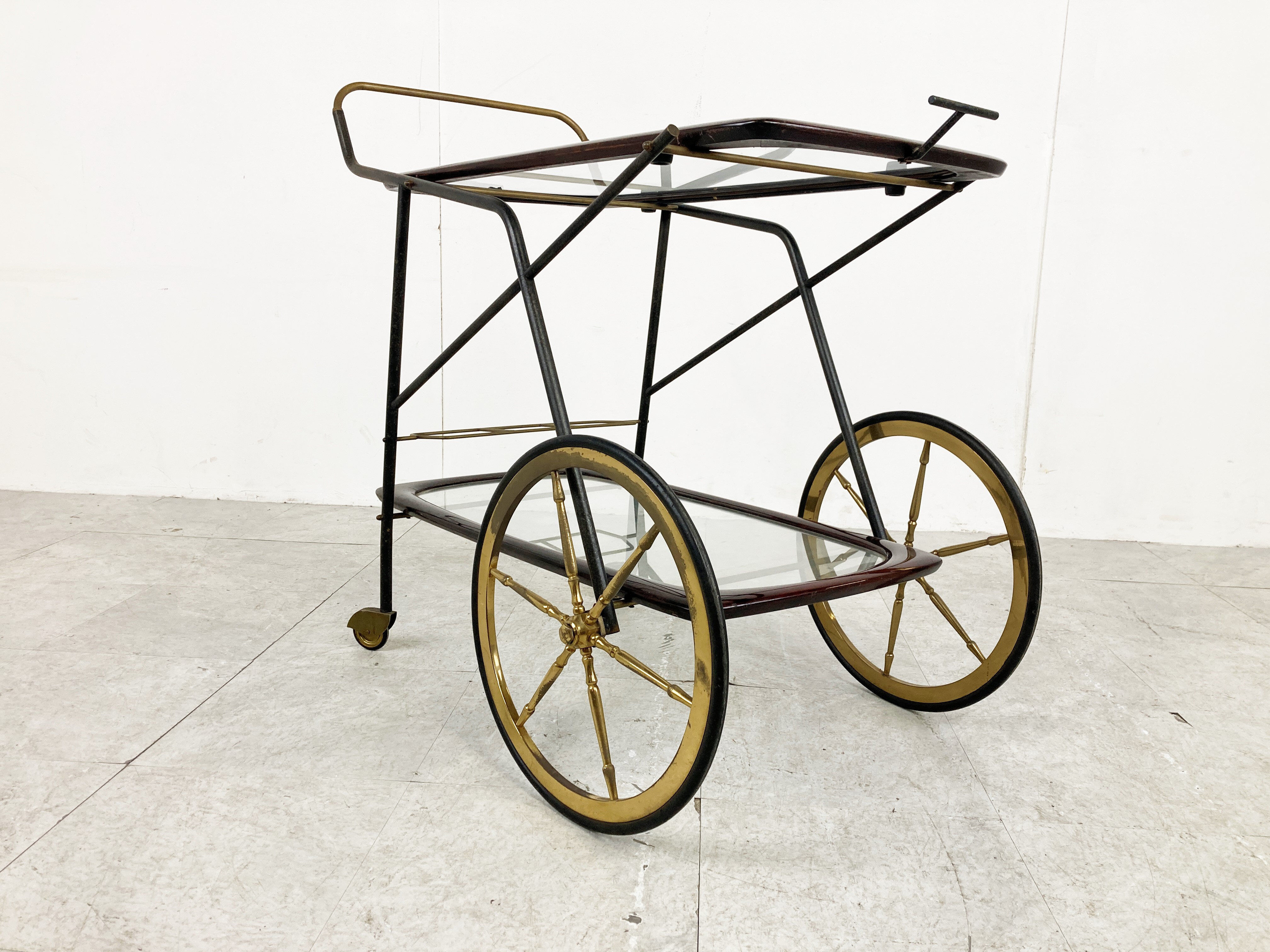Vintage Italian serving trolley by Cesare Lacca, 1950s