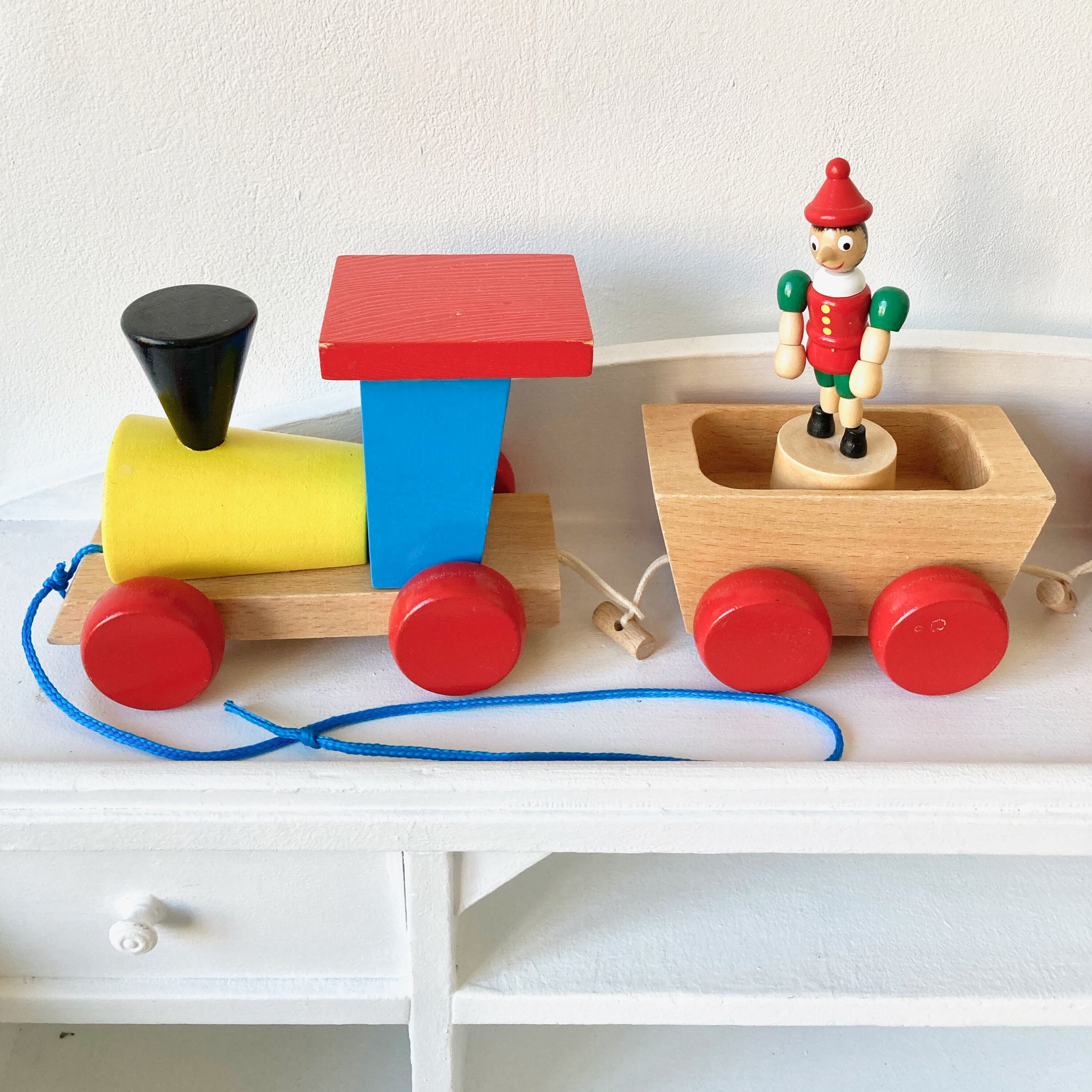 Wooden toy train to pull