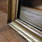 Mirror with golden mercury parquet signed david frame wood and stuck