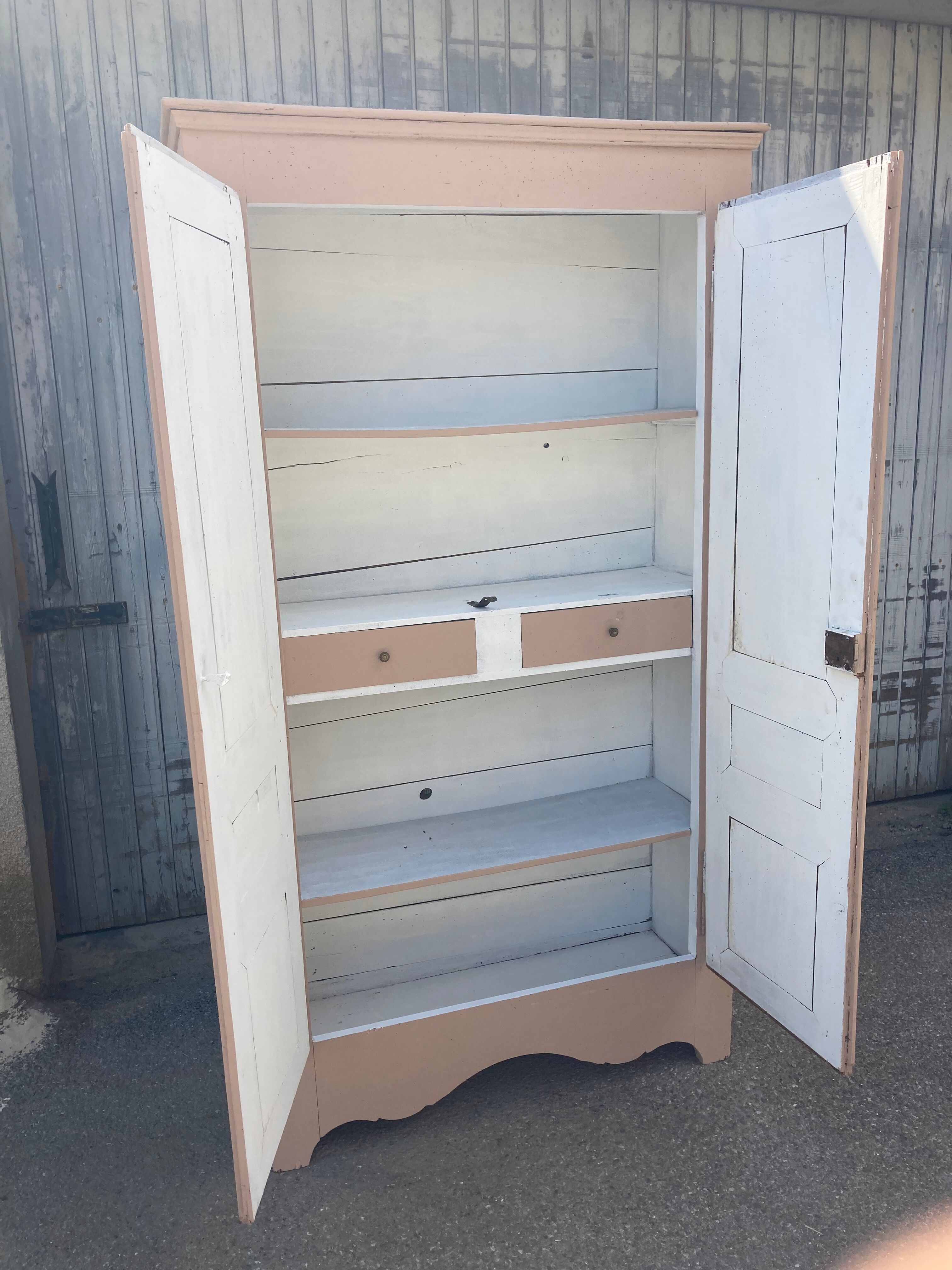 Painted cupboard made of solid wood