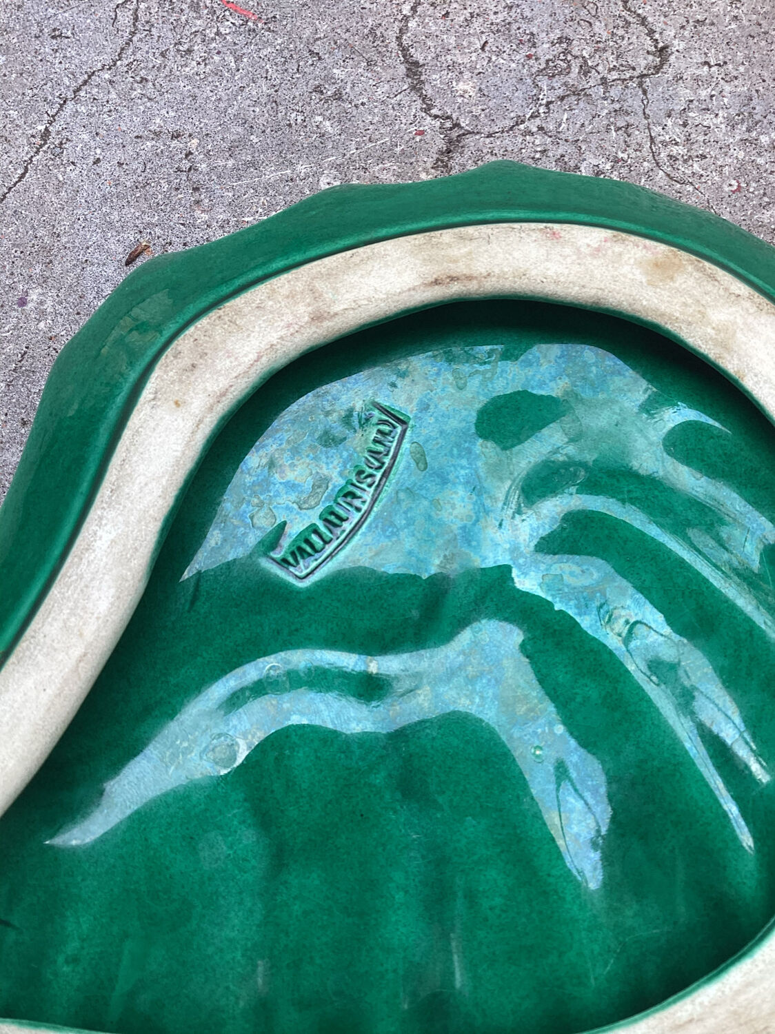 Vallauris green ceramic pocket tray