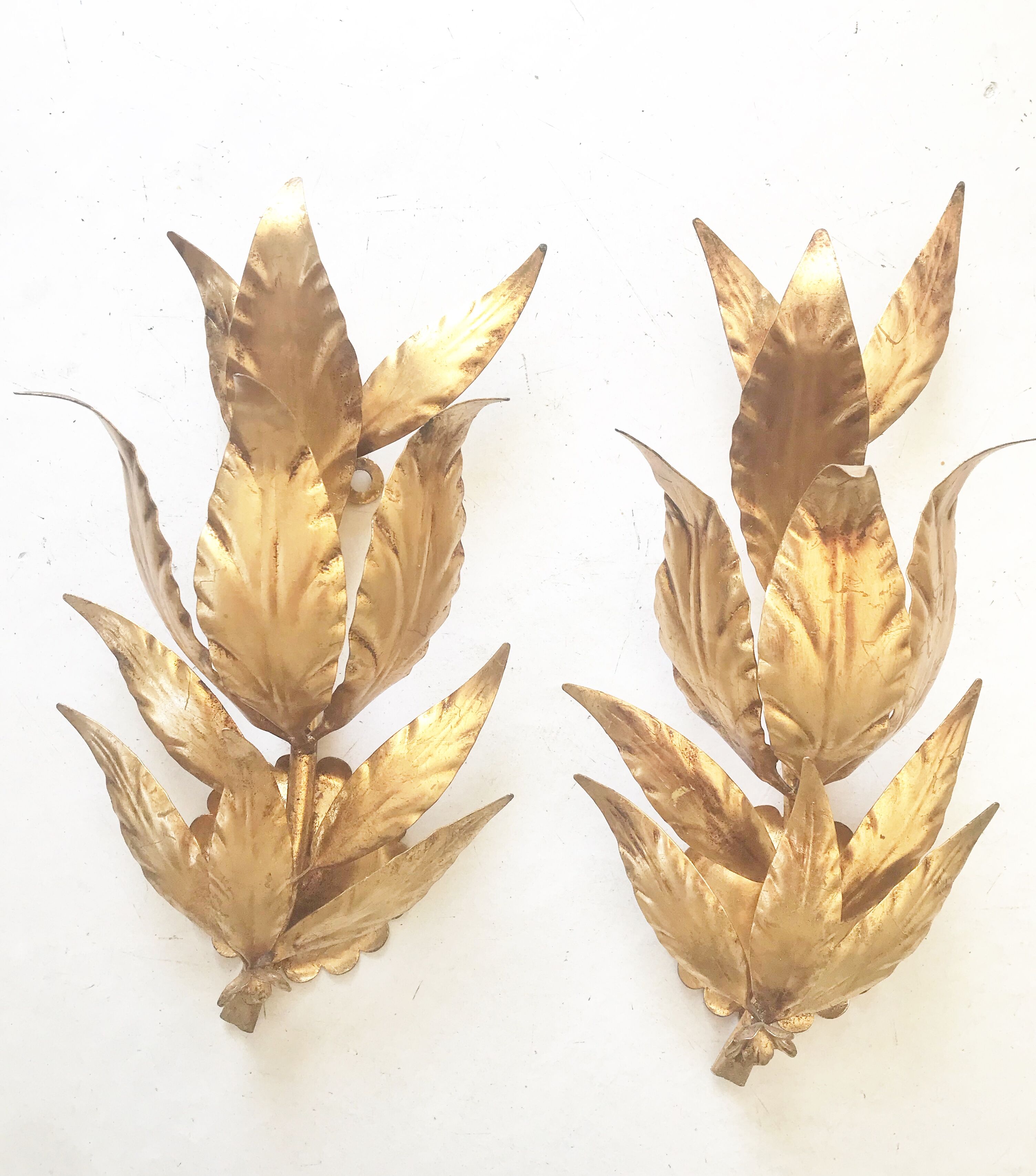 Pair of leaf wall sconces