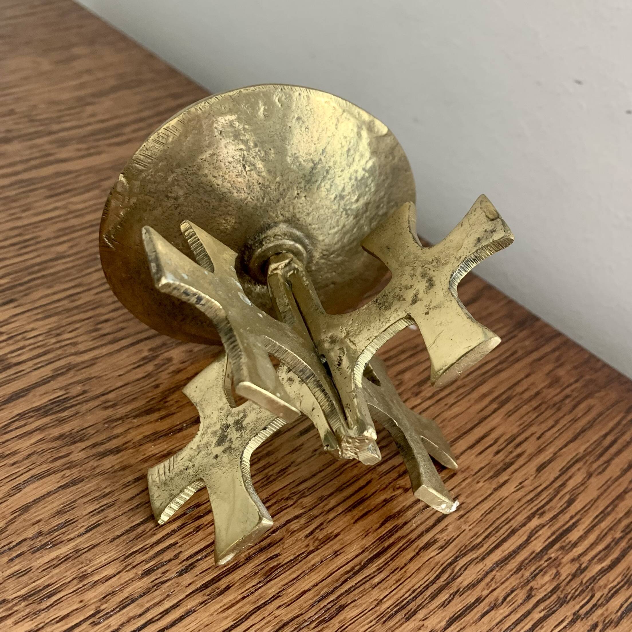 Brutalist bronze candleholder, 1970s