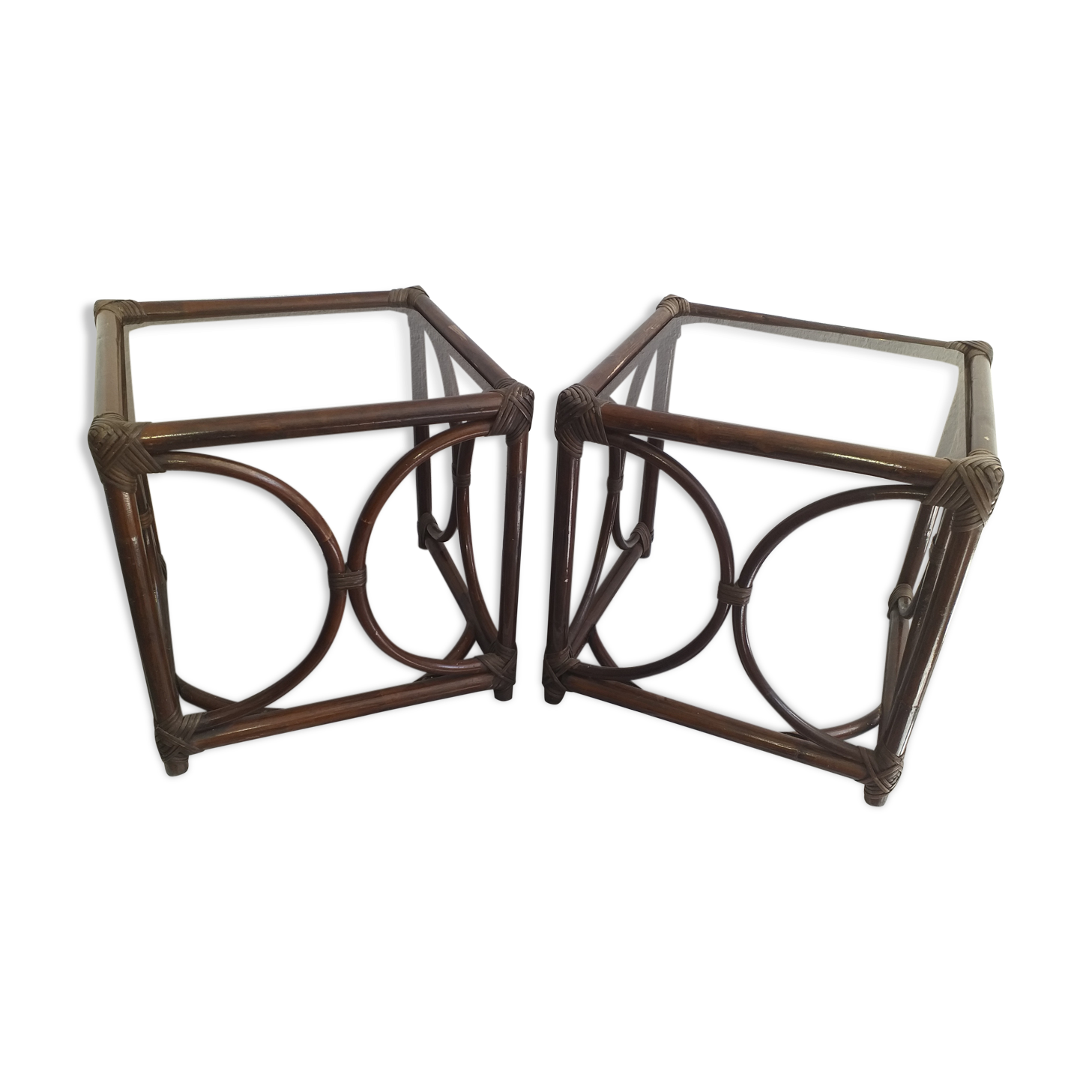 Rattan bedside tables