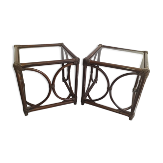 Rattan bedside tables