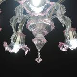 Charming Vintage Venetian Chandelier, Pink Murano Glass, 1950s