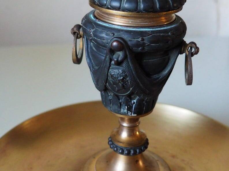 French antique crystal bronze and brass cornet soliflore vase from the early 1920s.