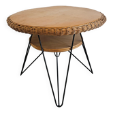 Mid-Century Modern Patio Table in Rattan and Iron 1950s