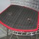 Tabouret de bar Harry Bertoia Knoll chromé galette rouge