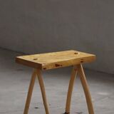 Wabi-Sabi stool in handmade birch, modern Scandinavian style, 1960s.