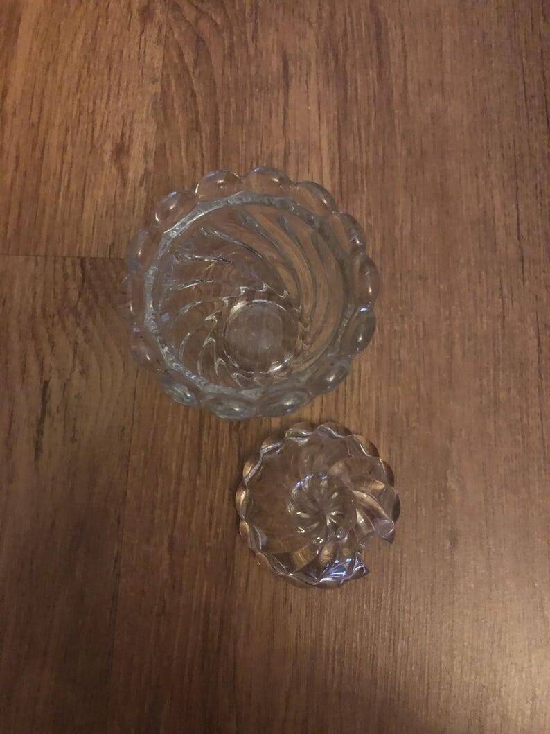 1980s Baccarat Crystal Jam Jar/Mustard Jar/Honey Jar With Lid, Model Bamboo