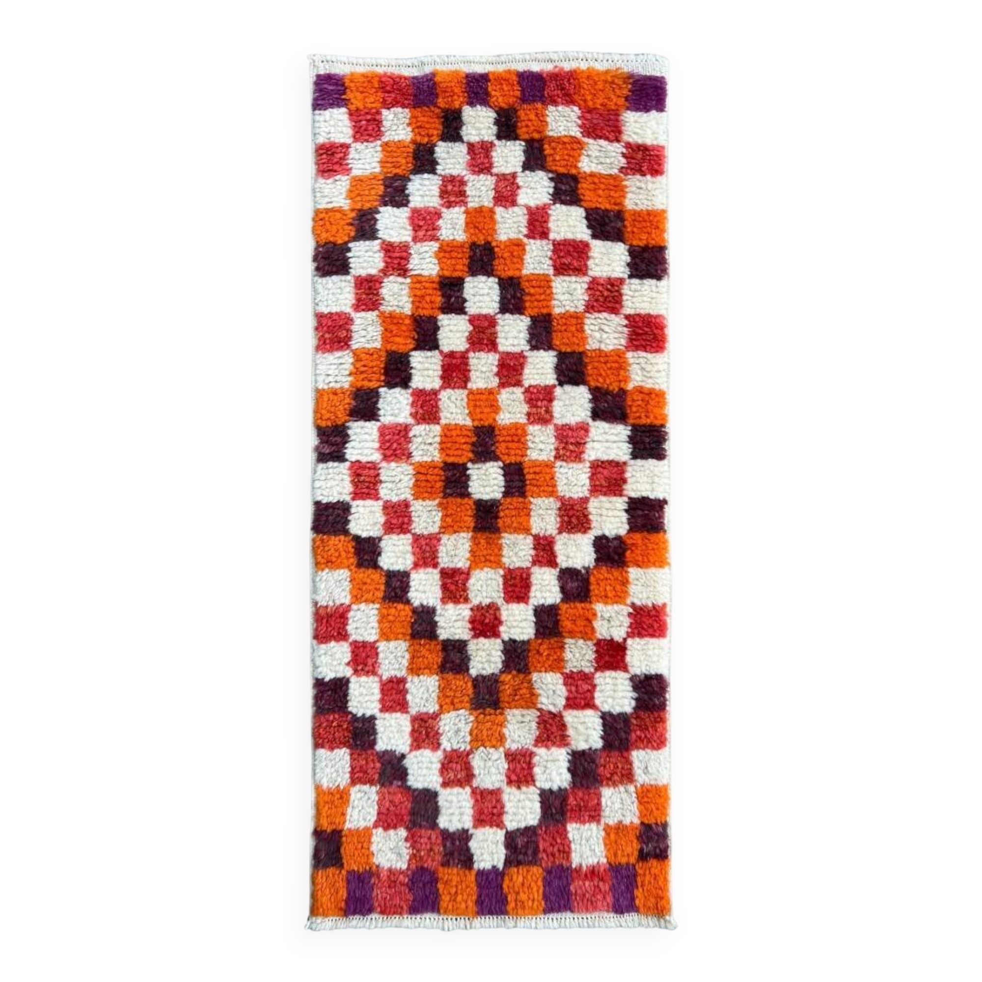 Vintage Handmade Turkish Tulu Rug with Checkered Design. Custom Options Available