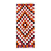 Tapis Tulu turc fait main vintage avec un design à carreaux. Options personnalisées disponibles.